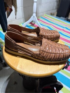 Women’s  Tan Woven Leather Slip-On Loafers